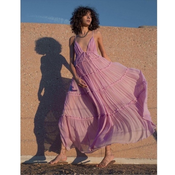 A.L.C. Gemma Purple Tiered Silk Maxi Dress size 4 - Picture 2 of 13